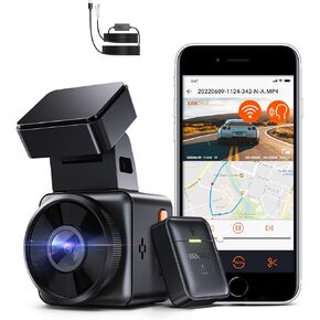 【Bundle: Vantrue E1 2.7K WiFi Mini Dash Cam + Type C USB Port Hardwire Kit】 Vantrue 2.7K WiFi Mini Dash Cam with GPS and Speed, Voice Control Front Car Dash Camera, 24 Hours Parking Mode