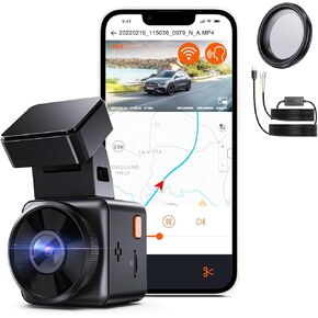 【Bundle: Vantrue E1 Lite 1080P WiFi Mini Dash Cam + CPL + Type C USB Hardwire Kit】 Vantrue E1 Lite 1080P WiFi Mini Dash Cam with GPS and Speed, Free App, Voice Control Detachable Dash Camera