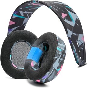 WC Earpad and Upgraded Silicone Headband Combo for Nova Pro Wireless Headphones | Cooling Gel Earpads & Matching Design Headband for Epic Gaming | 90's Black