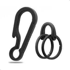 Titanium Carabiner Key Clip with Side-Push Key Rings D Rings