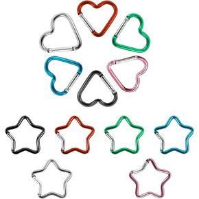Star Heart Carabiner Clip for Camping Hiking, Star Keychain Clip for Backpack Small Cute Carabiner for Dog Leash Water Bottle