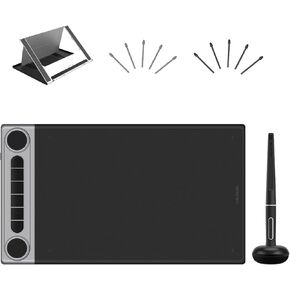 HUION Inspiroy Dial 2 Bluetooth Wireless Graphics Drawing Tablet with Dual Dials Bundle with Adjustable Stand for Digital Art, Animation and Graphics Design
