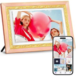WiFi Digital Photo Frame, 10.1 Inch IPS HD Touch Screen, Smart Photo Display with Uhale App （Pink）