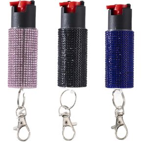 Pepper Spray - Maximum Strength - Fashionable Acrylic Diamond Design Pepper Spray Keychain - Quick and Easy Access Snap-Clip for Secure Attachment,