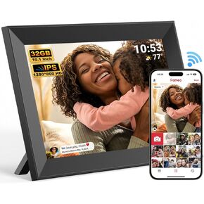 Frameo 10.1 Inch WiFi Digital Picture Frame, 1280 X 800 HD Photo Frames, IPS Touch Screen Frames, 32GB Memory, Auto Rotate, Desk or Wall Mounted, Share Videos and Photos Anytime to Lovers and Family
