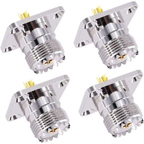 4PCS UHF Female Coax Adapter PL259 PL-259 Bulkhead SO239 Connector PL-259 Adapters 4Hole Panel Chassis Mount Flange Panel Mount Adapter Solder Cup RF Coaxial Coax Connector