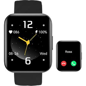 Smart Watches for Men Women (Answer/ Make Calls) Compatible with iPhone Android Phones, 1.85" Smartwatch Fitness Tracker with 100+ Sports Heart Rate Monitor Pedometer Sleep Tracker Waterproof (Black)