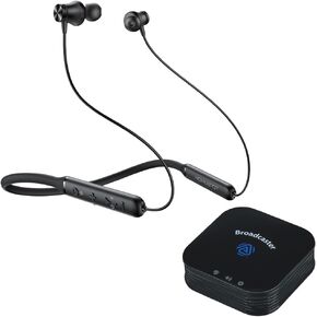 HomeSpot JY300 Neckband Headphones + BA210 Auracast Transmitter Bundle, aptX Lossless & LC3, 40-Hour Battery, Optical, RCA & 3.5 mm Input