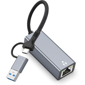 Gigabit Ethernet Adapter USB C إلى RJ45 ، 1000 ميجابت في الثانية USB 3.0 تشغيل محول شبكة سلكية ، Ethernet إلى محول شبكة USB Type-C للكمبيوتر المحمول ، Windows XP ، Mac OS ، Linux ، Vista 7 8 10 11 آخر