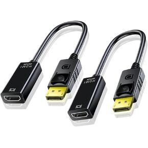 2 Pack DisplayPort to HDMI Adapter 1080p 4K Unidirectional DisplayPort DP Computor to HDMI Monitor Connection Adapter Compatible with Laptop PC Monitor TV Projector (2, 1080P@Black)