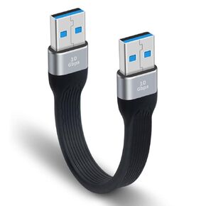 Poyiccot Short USB to USB Cable 5inch,10Gbps Type A Male to Male Cord Bi-Directional Soft Flat USB 3.0 Male to Male Charging and Data Transfer Cable USB Cord for Hard Drive, Laptop,USB 3.0 Hub