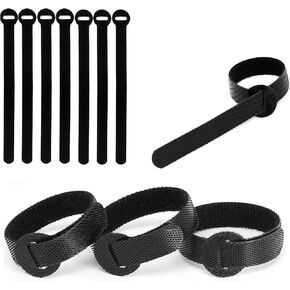 Reusable Cable Ties, 6-Inch Fastening Cable Straps Cable Management, Multi-Purpose Hook & Loop Cord Organizer Wire Ties, Adjustable Cable Organizer Cord Ties, Microfiber Cloth Straps, Black