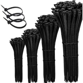 Cable Zip Ties - 400 Pack Black Assorted Sizes 6+8+10+12 inch, Multi-Purpose Self-Locking Nylon UV Resistant Wire Ties for Home, Office, Garden