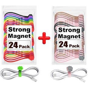 24 Pack Magnetic Cable Ties, Cute Cloud Design + Cute Cat's Paw Design, Great for Bundling and Organizing, Holding Stuff, Book Markers, Fridge Magnets
