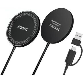 Magnetic Wireless Charger Compatible with MagSafe Charger for iPhone 16/16 Pro/16 Plus/16 Pro Max/iPhone 15 14 13 12 Series, Mag Charger for Airpods(Charger Not Included) (Black)