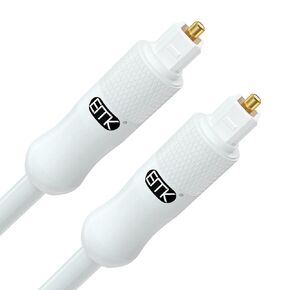 EMK White Optical Audio Cable, Optical Cable Digital SPDIF Toslink Optical Cable White Optical Cord for Sound Bar, TV, Home Theater & More 11 Feet/3.6M