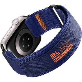 Rugged Nylon Bands Compatible with Apple Watch Ultra 2 Band 49mm for Men, Tactical Military Adjustable Soft Woven Loop Strap Also for iWatch Series 10 46mm, 9 8 7 45mm, SE 6 5 4 44mm, Black