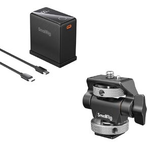 SMALLRIG Adjustable Camera Monitor Mount with Cold Shoe Mount and NP-F970 USB-C Camera Battery