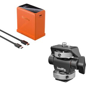 SMALLRIG Adjustable Camera Monitor Mount with Cold Shoe Mount and NP-F970 USB-C Camera Battery