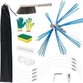 Bluesea 16 Feet Chimney Sweep Kit, Ergonomic Chimney Cleaning Kit, Extends Up to 16 Feet, Chimney Cleaner, Chimney Cleaning Tools, Chimney Cleaning System with Strong Brush, 5 Flexible Chimney Rods