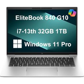 HP EliteBook 840 G10 Business Laptop (14" FHD+ Anti-Glare, Intel 10-Core i7-1355U, 32GB DDR5 RAM, 1TB SSD) Backlit, Fingerprint, 5MP IR Webcam, BO Audio, Wolf Security, Win 11 Pro w/ Copilot, Silver