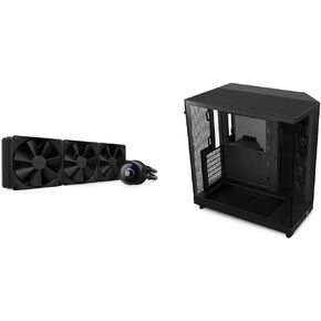 NZXT 360mm AIO CPU Liquid Cooler with Customizable LCD Display & H6 Flow | CC-H61FB-01 | Compact Dual-Chamber Mid-Tower Airflow Case