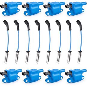 ENA Set of 8 Square Ignition Coils and 748UU Spark Plug Wires Compatible with Chevy Silverado 1500 GMC Pontiac G8 Grand Prix H3 Tahoe Yukon 2007 2008 2009 2010 2011 2012 2013 2014 2015 for UF413 D510C