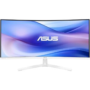 ASUS 34" Ultra-Wide Curved Eye Care Monitor (VU34WCIP-W) – WQHD (3440x1440), 1500R Curvature, Frameless, 100Hz, Nano-ion, SmoothMotion, Eye Care Plus, USB-C PD 65W, Speakers, 3 yr Warranty