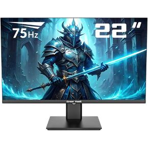 22 Inch Monitor 1080P FHD, 75Hz LED Computer Screen, Ultra-Slim Bezel, HDMI VGA, Ergonomic Tilt, Eye Care Display for Home Office