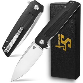 Sitivien ST152 Folding Knife,K110(D2) Steel Blade with Micarta Handle EDC Tool Knife for Outdoor Camping,Hiking,Fishing(Brown)