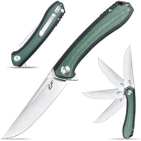 Eafengrow EF947 EDC D2 Folding Knife, G10 Handle Ball Bearing Folder with Locking Liner EDC Flipper Knife with Pocket Camping Hiking Survival Outdoor tool(DESERT)