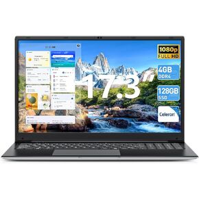 أجهزة الكمبيوتر المحمولة NACLUD مع الكمبيوتر المحمول 11 ، 17.3 بوصة مع معالج Celeron ، 4GB DDR4 128GB دفاتر SSD ، 1TB القابلة للتوسيع ، شاشة IPS FHD ، النوع C ، WIFI 5 ، كاميرا الويب ، HDMI ، USB3.2