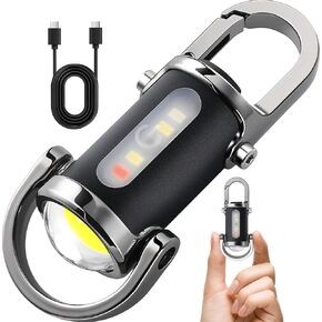 Rechargeable Keychain Flashlights, 800 Lumens EDC Mini Flashlights, COB Keychain Work Light Flashlights 7 Light Modes, Bright Mini Keychain Light for Walking, Searching and Hiking
