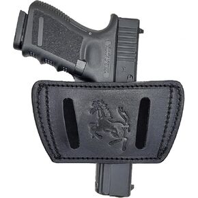 OWB & IWB Leather Gun Holster - Inner & Outside Holsters - Universal CCW Holster - Concealed Carry Holster for Glock Canik Taurus Sig M&P HK Walther Beretta Pistols - Ambidextrous Handed