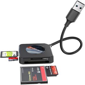 SD Card Reader - 4in1 USB 3.0 Micro SD Card Reader Plug & Play Supports SD, Micro SD, MS, & CF Cards