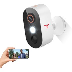 Wireless Outdoor Security Camera with Spotlights, Battery Powered, AI Human Detection, 2-Way Talk, Color Night Vision, Cloud Storage, 2.4G WiFi