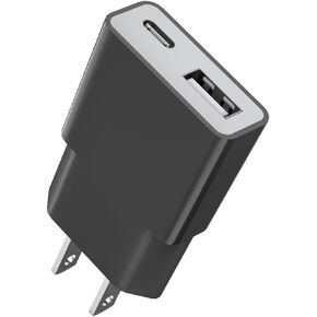 Ultra - Slim USB Charger: 5V 1A Dual - Port (USB C + USB A) Wall Plug Adapter, Ideal for Phones, eBook Readers, MP3 Players