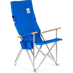 Folding Camping Chair for Outside, High Back Lawn Chairs Black Lightweight Portable Folding Chair with Cup Holder, Pocket for Patio, Sport, Outdoor
