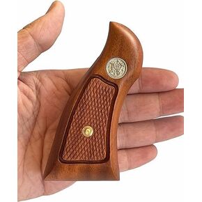 BMPL Hardwood K/L K Frame Square Butt Revolver Grips Finger Groove Checkered Handmade Handcraft Deluxe #KS897
