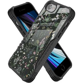 متوافق مع iPhone SE 2020 2022 6/7/8 CASE Anti Sliplack Hard PC Back Soft TPU Prevention Case ، تصميم فريد من نوعه للنساء للرجال - زهرة الفن