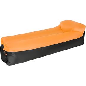 Inflatable Lounger Air Sofa Hammock - Portable, Water-Resistant and Leakproof Ideal for Backyard, Lakeside, Beach, Camping and More (Pillow-Shaped Purple and Black Splicing.)