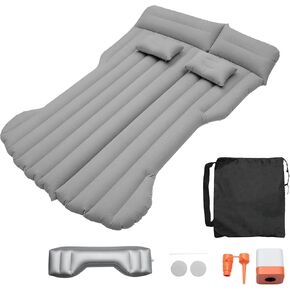 1 Set Car Air Mattress for Tesla Model Y Gray Inflatable Thickened Camping Bed Cushion Pillow Flocking Mattress