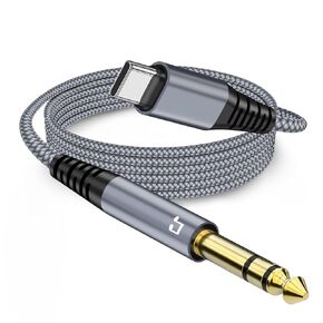 USB C إلى 1/4 "كابل ستيريو TRS ، 6.6 قدم من النوع C إلى 6.35 مم 1/4 ذكر AUX AUX سلك متوافق مع iPad Pro/iPhone 15 ، Pixel 5XL ، Galaxy S24/S23 للتسجيل ، خلاط ، مسرح منزلي ، رئيس مجلس الإدارة.