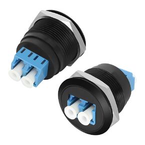XMSJSIY LC to LC Coupler Panel Mount Fiber Optic Adapter LC Duplex Embedded Threaded Fixed Mount Connector Module Multimode Fiber Optic Adapter for Wall Plates Patch Panels Surface Mount Box - 2PCS
