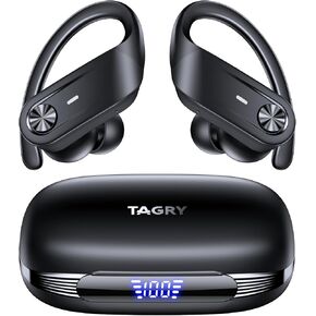 TAGRY Wireless Earbuds Blueetooth Headphones 80Hrs Playtime Power Display IPX7 Waterproof Sport Ear Buds with Deep Bass in Ear Earphones for Running Workout Exercise Gym Black