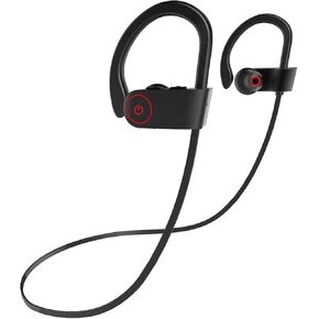 U8 Wireless Earbuds Bluetooth Sport Headphones IPX7 Waterproof Ear Buds Over Ear Earphones with Earhook and Mic for Running Workout Fittness Black