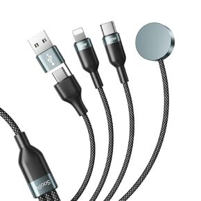 SOOPII 3 in 2 Enhanced Fast USB C Charging Cable for Apple Watch and Multiple Devices,100W USB C to C Cable Compatible with iWatch Ultra/SE/10,iPhone 16/15,Galaxy S25/S24,Great for Travel,4FT