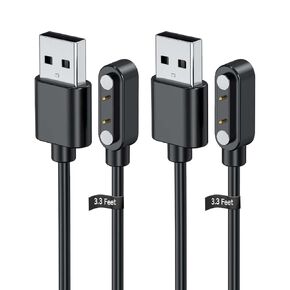 2 Pack Universal Smart Watch Charger Magnetic,Cable Contact 2 pin spacing 7.6mm,High Speed Safe Replacement USB Charger Cord,Portable Durable Travel Charger