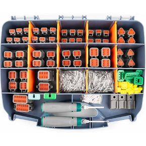 JRready DW1008 Deutsch Connector Kit, 2 Pin Gray Connector,3,4,6,8,12 Pin DT Waterproof Connector,Size 16 Stamped Contacts(14-18AWG) and Deutsch Pin Kit for Truck, Motorcycle, Marine, Automotive