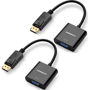 Displayport to VGA Adapter, 2-Pack Gold Plated DP Male to VGA Female Converter comptiable with Computer, Desktop, Laptop, PC, Monitor, Projector, HDTV